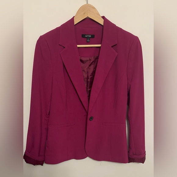 APT.9 one button blazer jacket fuchsia purple workwear career sz 6 - Picture 8 of 9